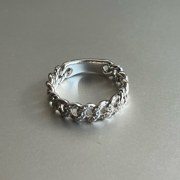 David Yurman Jewelry - David Yurman Belmont Curb Link Band Ring Sterling Silver Diamonds